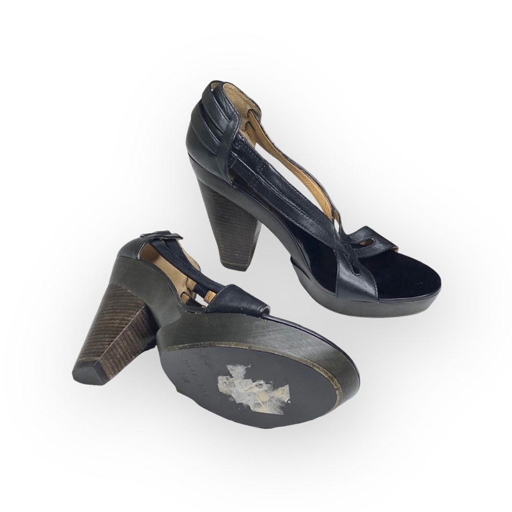 new Givenchy ༄ Cross Strap Wood Platform Sandals ༄ Black Leather ༄ 38.5 8M 8.5M - Picture 10 of 16